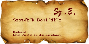 Szoták Bonifác névjegykártya